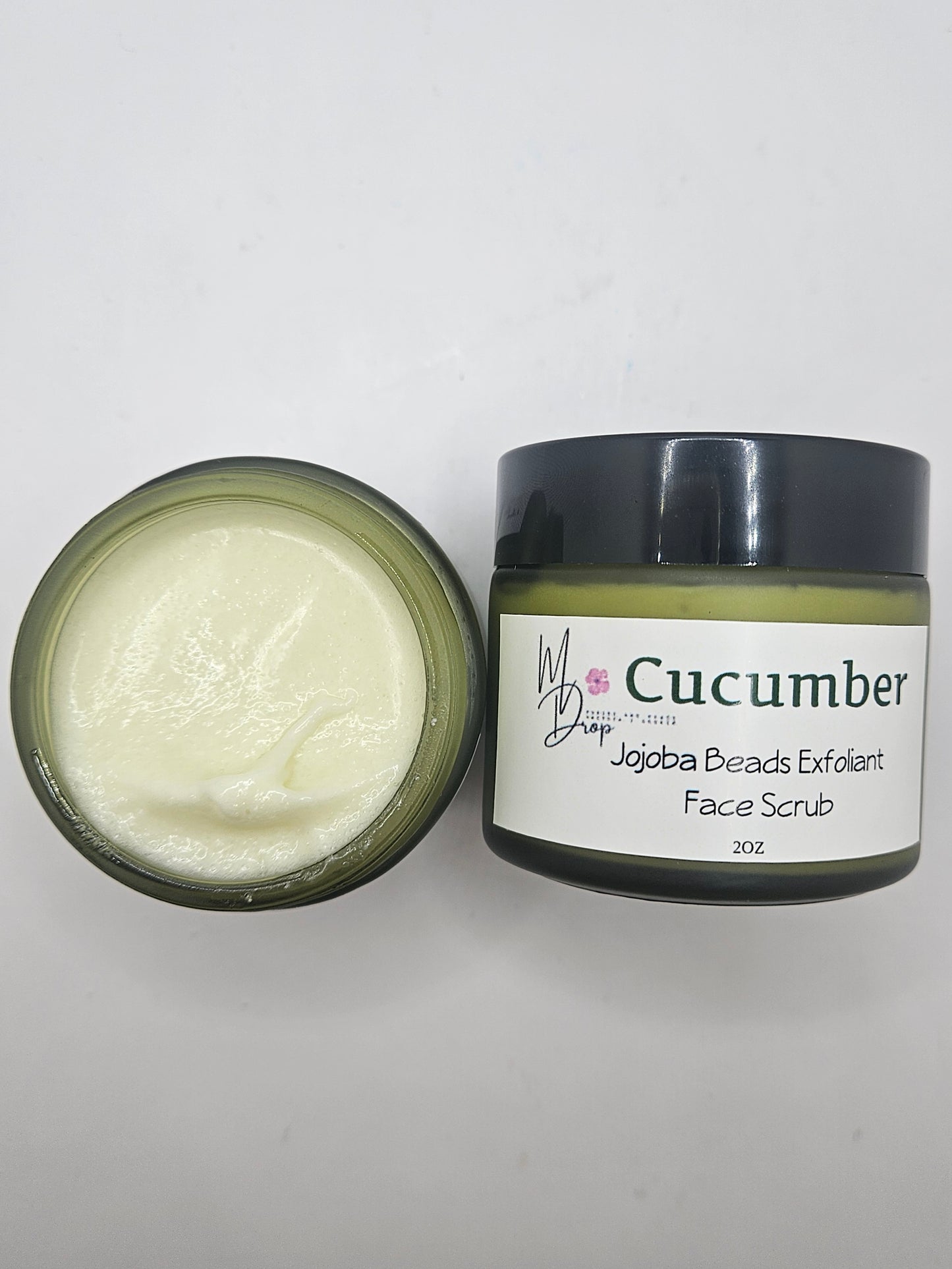 Jojoba Beads Exfoliant Face Scrub – Cucumber Scent (2 oz Glass Jar)