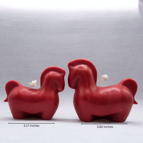 2026 Year of the Flaming Horse - 3D Candle Set of 2 - Red Espresso Coffee Scented