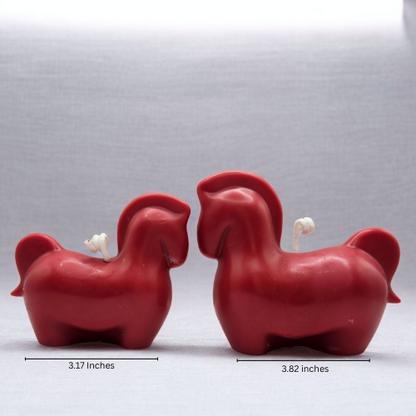 2026 Year of the Flaming Horse - 3D Candle Set of 2 - Red Espresso Coffee Scented