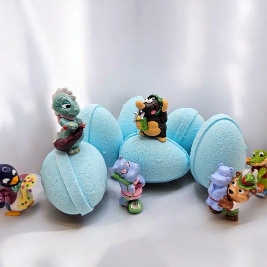Kids Bath Bombs 6 Egg Bath Bombs with 1990s Toy Surprises | Gift Set | Handmade & Natural | Fun Bath Experience
