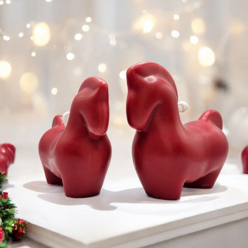 2026 Year of the Flaming Horse - 3D Candle Set of 2 - Red Espresso Coffee Scented